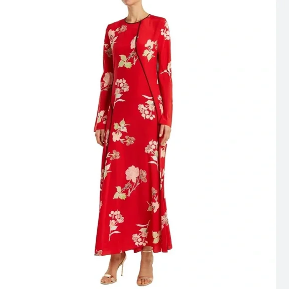 DIANE VON FURSTENBERG Red Everton-Print Silk Maxi Dress - Picture 4 of 13